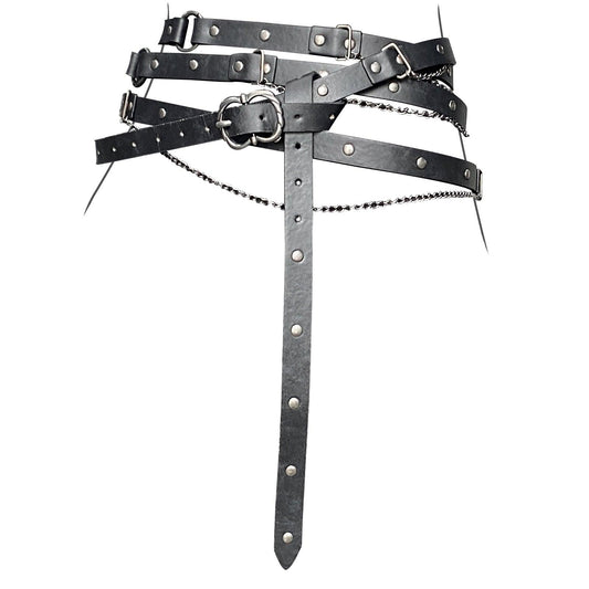 HiiFeuer Medieval DIY Faux Leather Metal Chain Belt, Vintage Adjustable Thin Belt For Women, Retro Skinny Belt For Dresses
