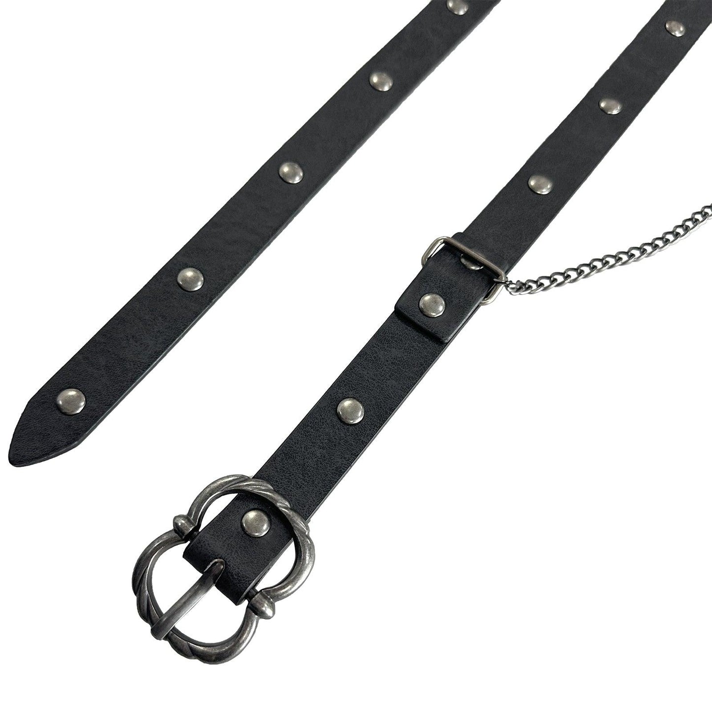 HiiFeuer Medieval DIY Faux Leather Metal Chain Belt, Vintage Adjustable Thin Belt For Women, Retro Skinny Belt For Dresses