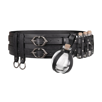 Medieval Alchemy Wide Belt with Bottle
