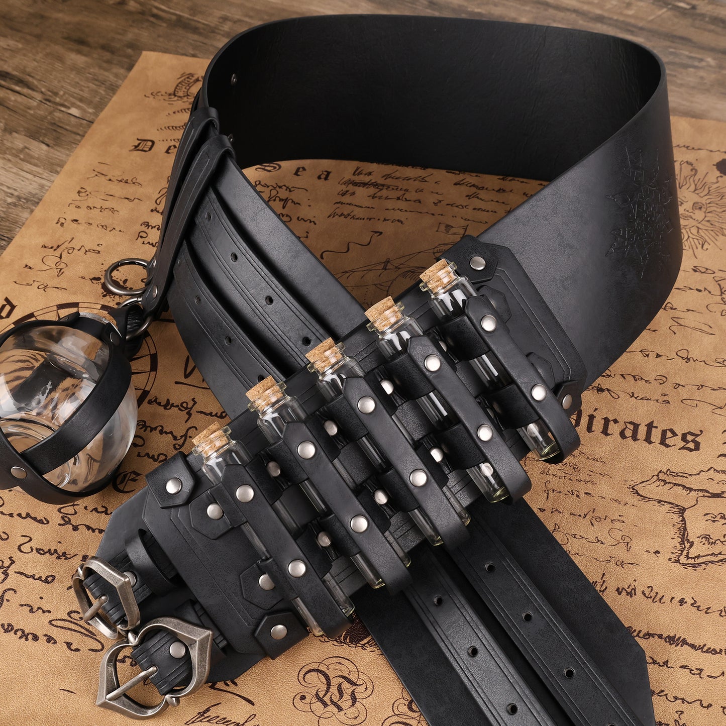Medieval Alchemy Wide Belt with Bottle