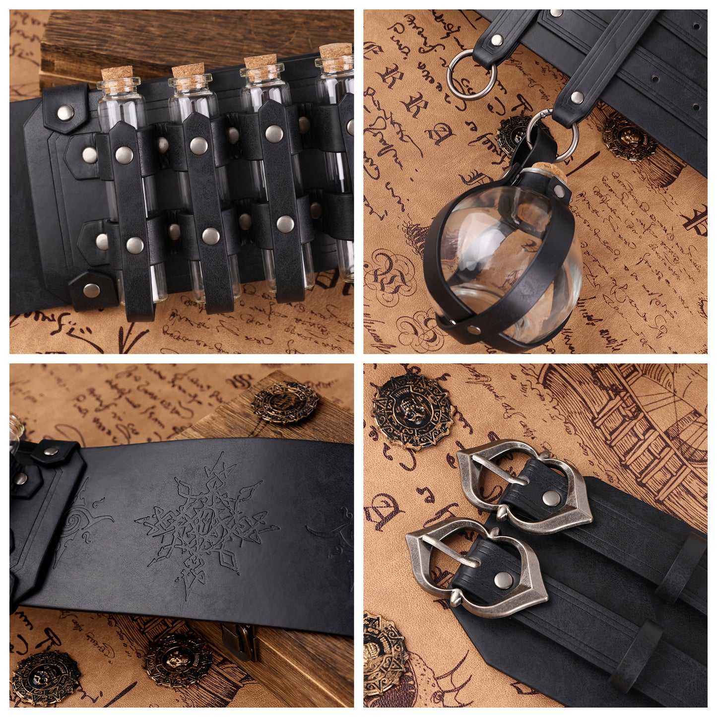 Medieval Alchemy Wide Belt with Bottle