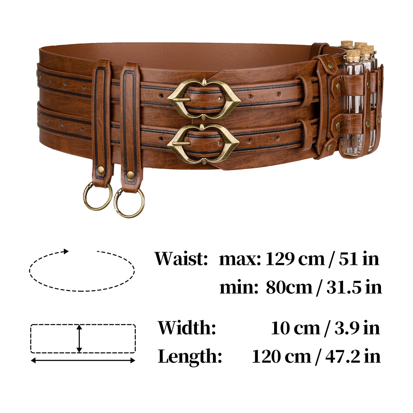 Medieval Alchemy Wide Belt with Bottle