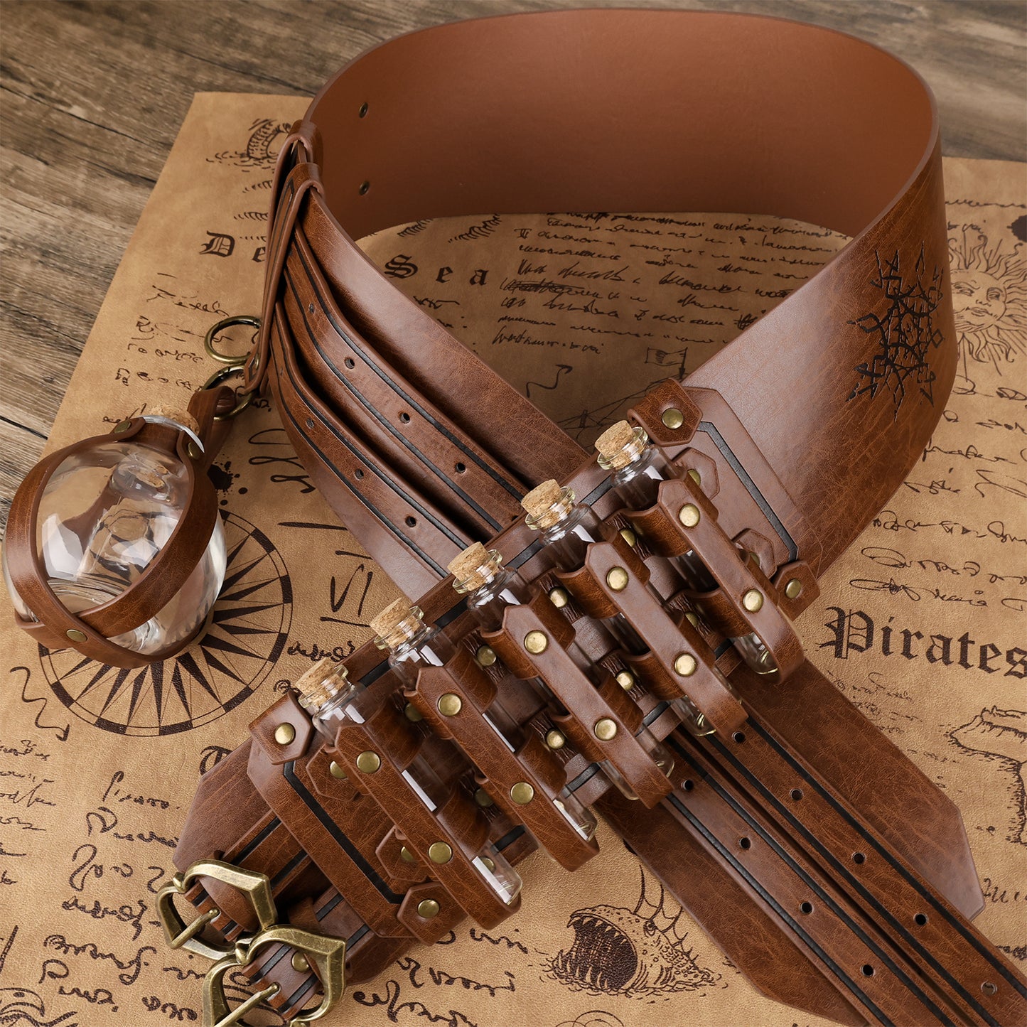 Medieval Alchemy Wide Belt with Bottle