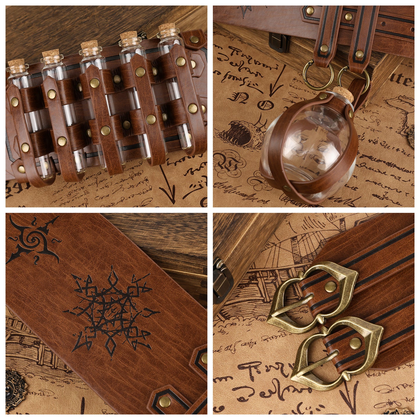 Medieval Alchemy Wide Belt with Bottle
