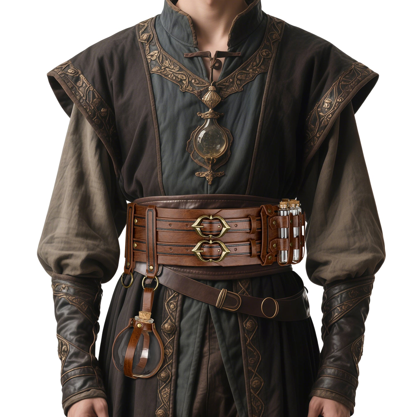 Medieval Alchemy Wide Belt with Bottle