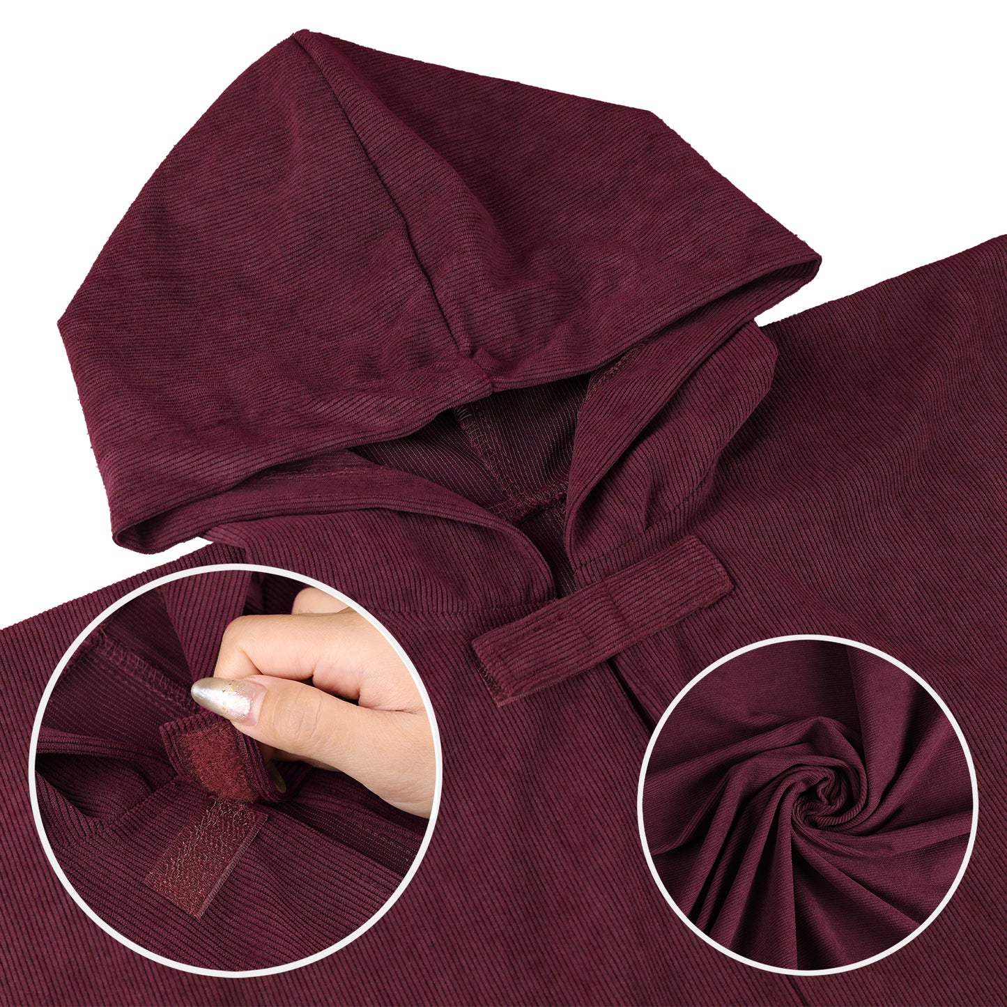 Kids Medieval Hooded Cloak with Adjustable Brooch - Corduroy Cape