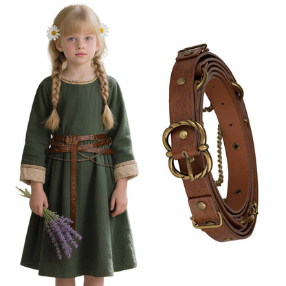Girls Medieval DIY Faux Leather Metal Chain Belt
