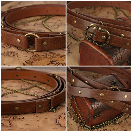 Girls Medieval DIY Faux Leather Metal Chain Belt