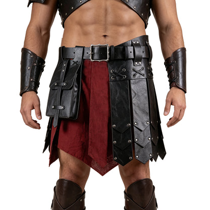 HiiFeuer Medieval Belt Knight Armor with Pouch Retro Faux Leather