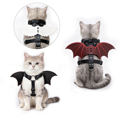 HiiFeuer Faux Leather Angel Devil Red White Wing for Cat Dog