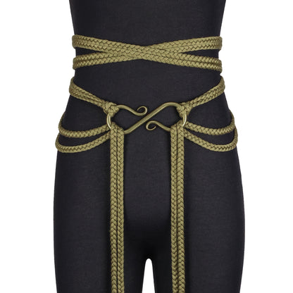 HiiFeuer Medieval Rope Belt with Metal Buckle