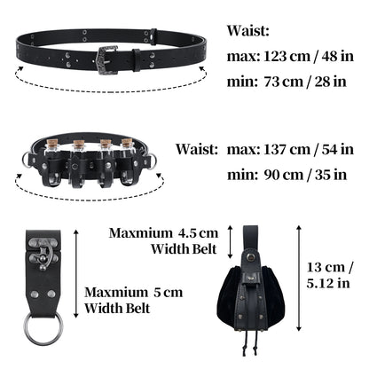 HiiFeuer 4PCs Medieval Alchemy Belt with Potion Vials