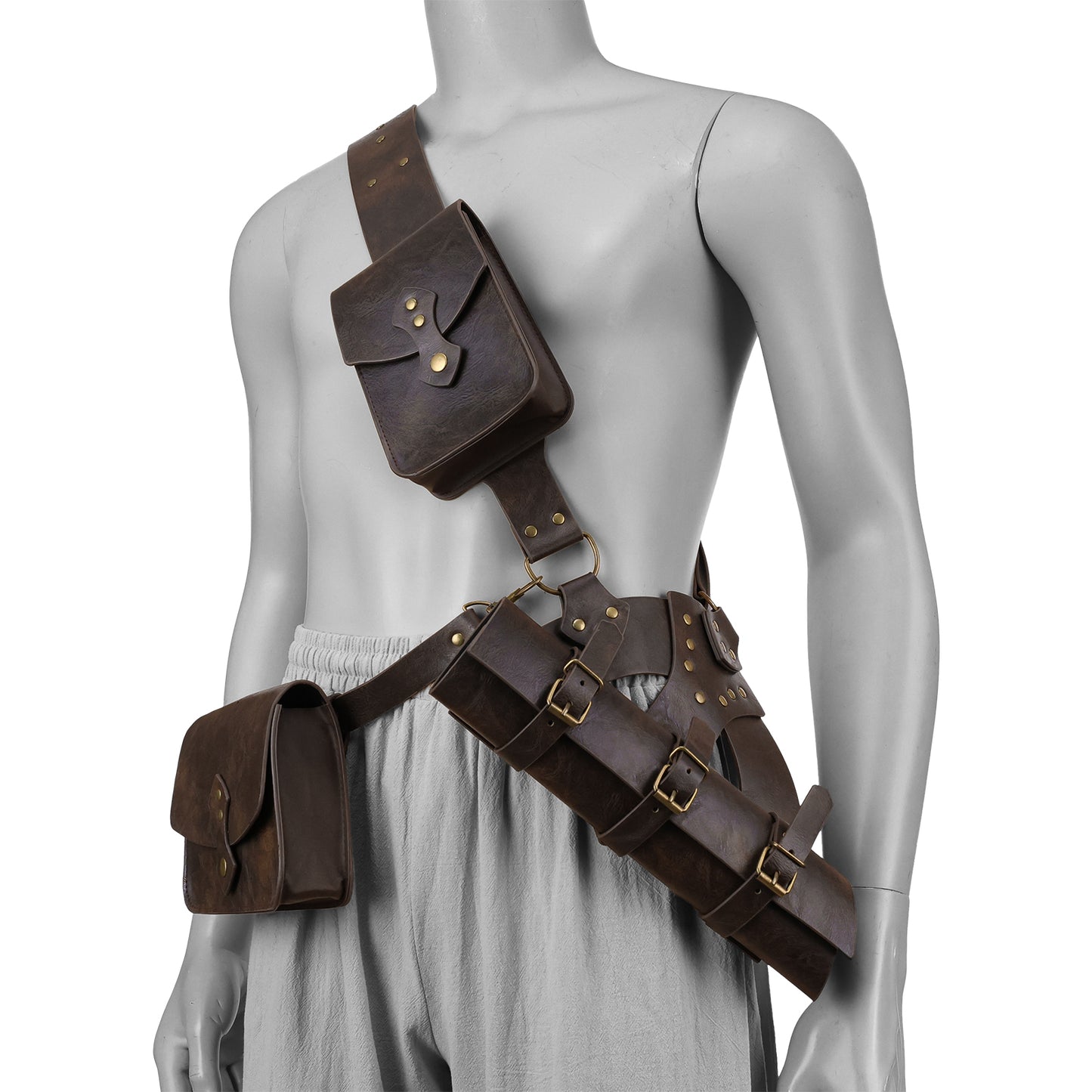 HiiFeuer 4Pcs Medieval Tactical Baldric Belt Pouches Sword Frog
