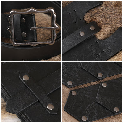HiiFeuer Medieval Belt Knight Armor with Pouch Retro Faux Leather