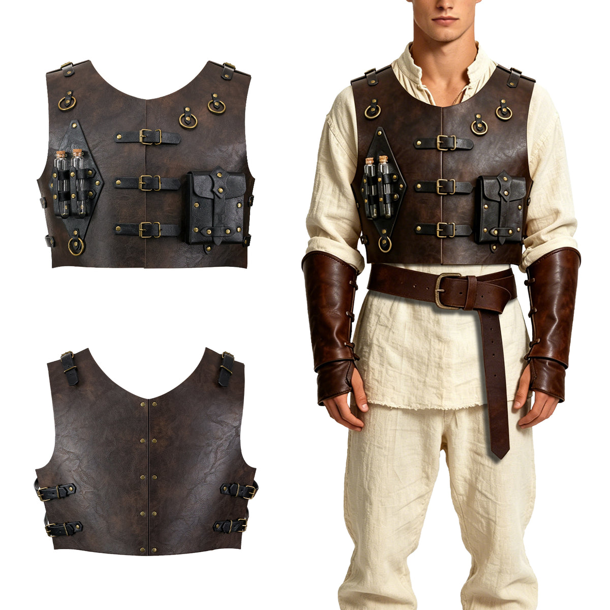 HiiFeuer Medieval Faux Leather Chest Armor