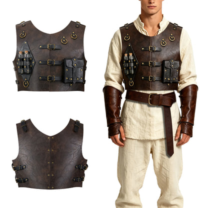 HiiFeuer Medieval Faux Leather Chest Armor