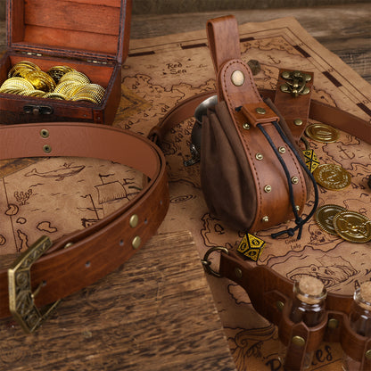 HiiFeuer 4PCs Medieval Alchemy Belt with Potion Vials