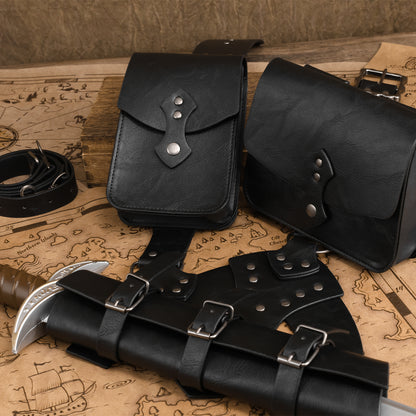 HiiFeuer 4Pcs Medieval Tactical Baldric Belt Pouches Sword Frog