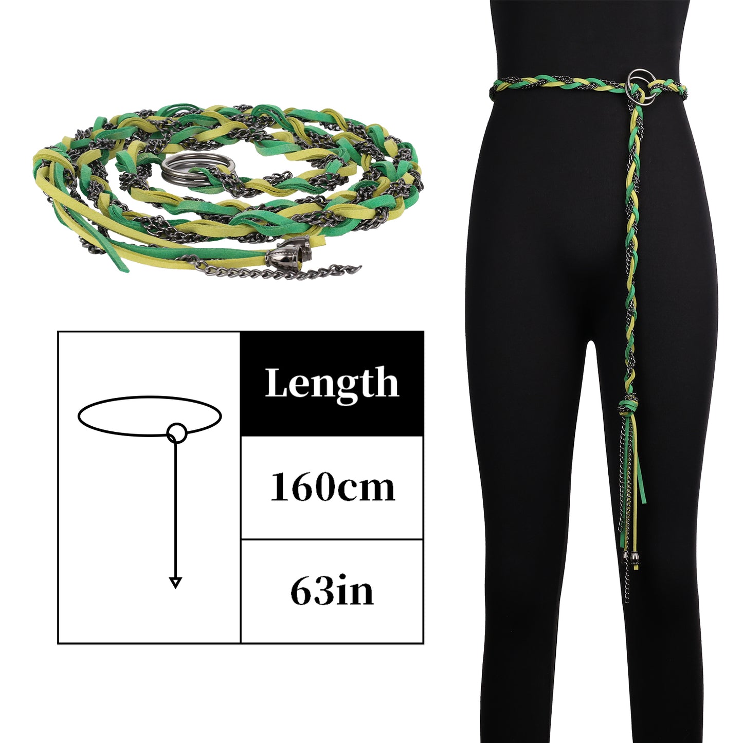 HiiFeuer Medieval Braided Chain Belt