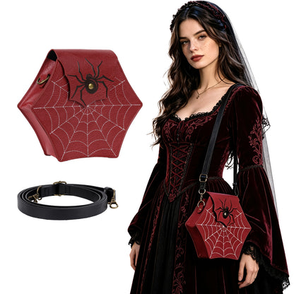 HiiFeuer Gothic Faux Leather Spider Web Purse