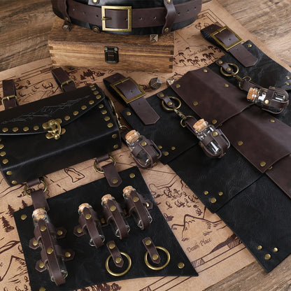 HiiFeuer Medieval Faux Leather Wide Belt Thigh Armor