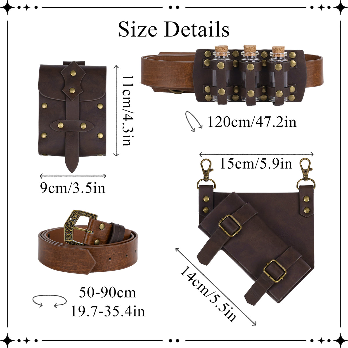 HiiFeuer 7 PCs Medieval Baldric Tactical Belt