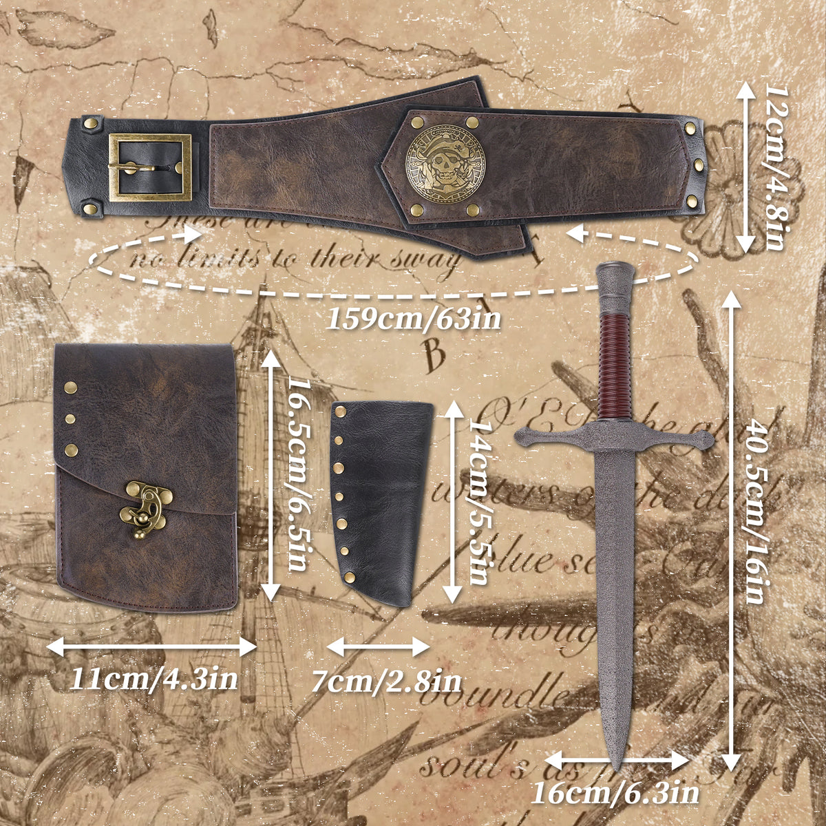 HiiFeuer 4Pcs Pirate Costume Men Accessories