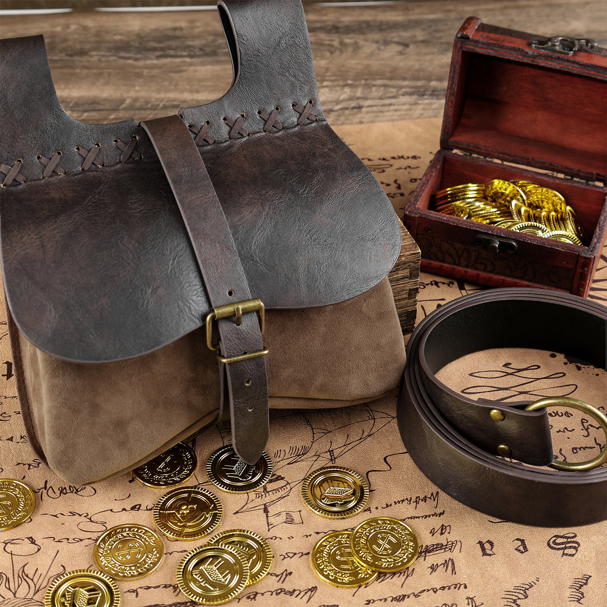 HiiFeuer 2PCs Medieval Belt Bag Set