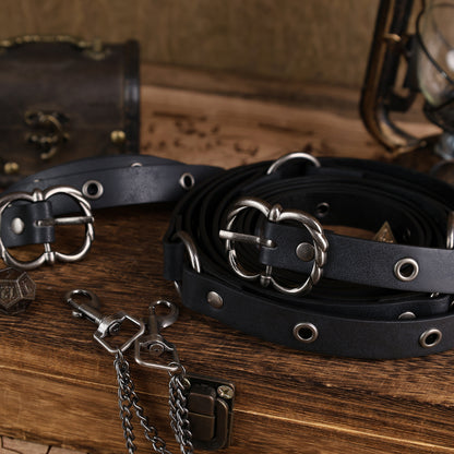 HiiFeuer Medieval DIY Faux Leather Metal Chain Belt