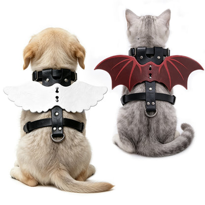 HiiFeuer Faux Leather Angel Devil Red White Wing for Cat Dog