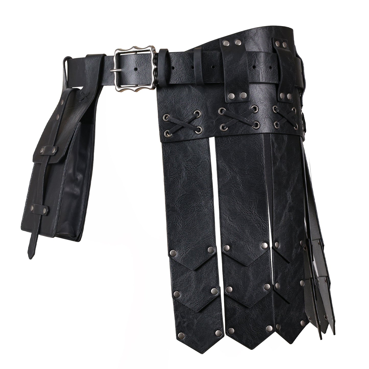 HiiFeuer Medieval Belt Knight Armor with Pouch Retro Faux Leather