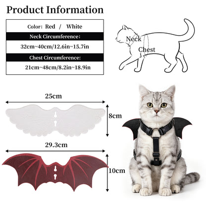 HiiFeuer Faux Leather Angel Devil Red White Wing for Cat Dog