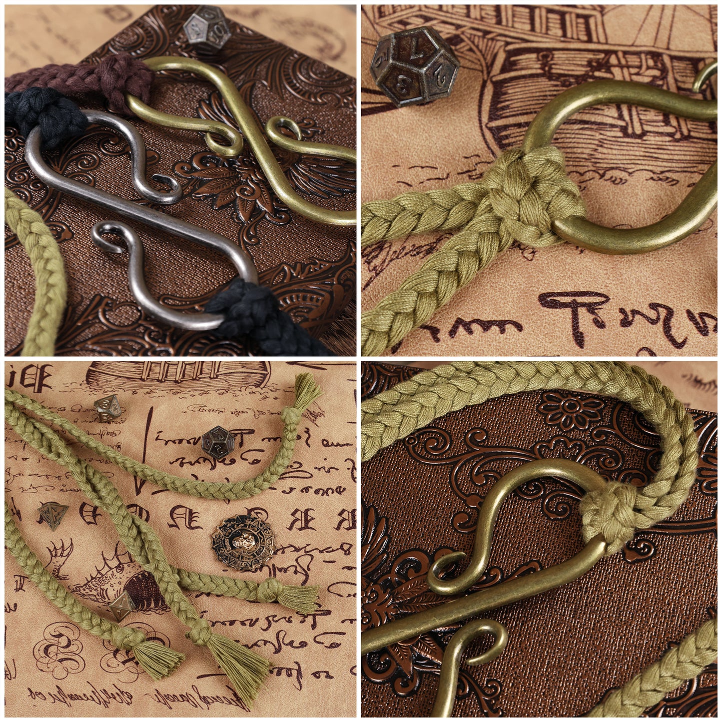 HiiFeuer Medieval Rope Belt with Metal Buckle