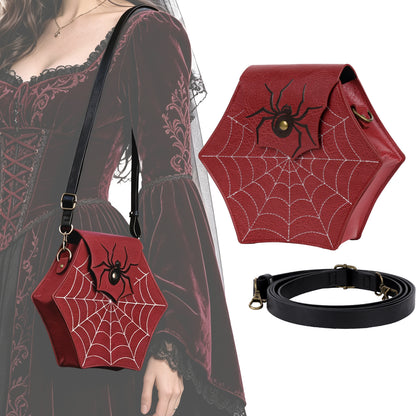HiiFeuer Gothic Faux Leather Spider Web Purse