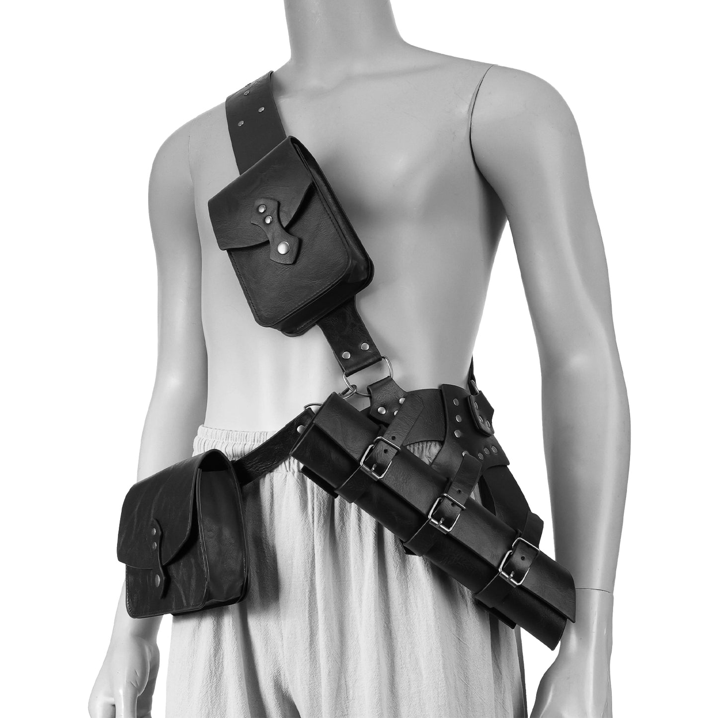 HiiFeuer 4Pcs Medieval Tactical Baldric Belt Pouches Sword Frog