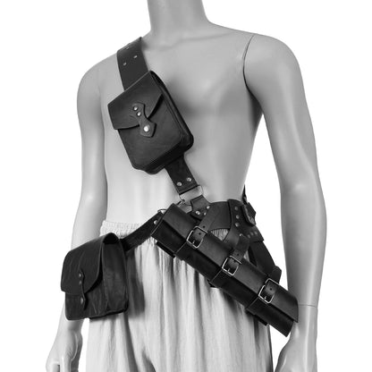 HiiFeuer 4Pcs Medieval Tactical Baldric Belt Pouches Sword Frog