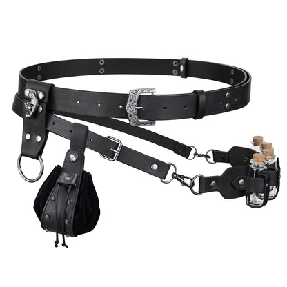 HiiFeuer 4PCs Medieval Alchemy Belt with Potion Vials